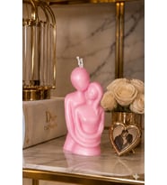 Sevgili Çift Mum - Mumelia Candles Doğal Soya, El Yapımı, Dekoratif - Pembe