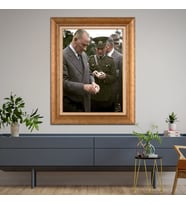 Altın Paspartulu Atatürk  Çerçeveli Tablo C91 (Gold)