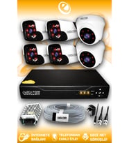 ELITCAM 6 Kameralı Panda 2 İç Kamera Set HDD'siz Full HD Gece Görüşlü Güvenlik Kamerası Sistemi