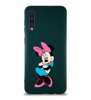 Samsung Galaxy A30S Soft Premier Kapak Minnie Mouse-D Tasarımlı Silikon Kılıf - Yeşil (Şeffaf)