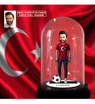 Kişiye Özel Milli Takım Formalı Karikatür Biblo Işıklı Fanus, Türkiye Milli Takım, Taraftar Hediyesi