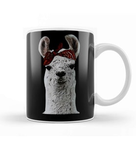 Cute & Adorable Gangster Bandana Llama Thug Lama Kupa Bardak Porselen