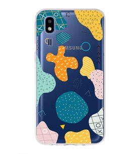 Samsung Galaxy A2 Core Uyumlu Kapak Geometrik Şekiller Tasarımlı Şeffaf Silikon Kılıf