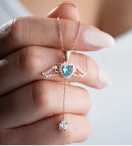 925 Ayar Gümüş Melek Kanatlı Hareketli Aquamarine