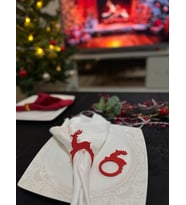ToDekora Peçetelik Yılbaşı Geyik 6’lı Set Kırmızı — / Peçete Yüzüğü, Noel Masa Süsü