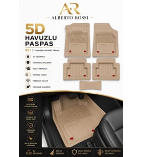 Hyundai İ20 2009 Model Uyumlu Enerox BEJ 5D Havuzlu Paspas Universal-Yumuşak Kaymaz Taban