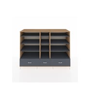 Kronos Dolap 12 Raflı 3 Çekmeceli  220x59x163 Çam-Antrasit