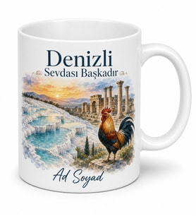 Denizli Şehir Anısı Fotoğraflı Kupa Bardak Hatıra Hediye Porselen Mug