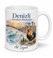 Denizli Şehir Anısı Fotoğraflı Kupa Bardak Hatıra Hediye Porselen Mug