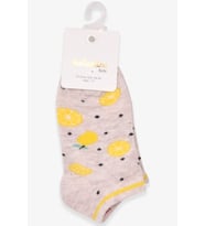 Katamino Kız Çocuk Patik Çorap Limon Desenli 1-2-7-8 Yaş, Bej