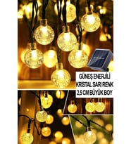 Güneş Enerjili Işıklar 50 Led 7 Metre Kristal Küre Işıklar, 8 Aydınlatma Modu ile, Bahçe Düğün Parti Dekor için Su Geçirmez Güneş Enerjili Veranda Işıkları (Sarı-Günışığı)