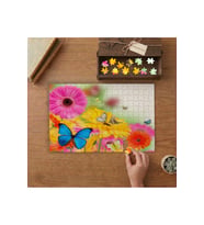 Rankli Çiçekler ve Kelebekler Tasarımı 240 parça Ahşap Puzzle Ahşap Kutuda MP03065