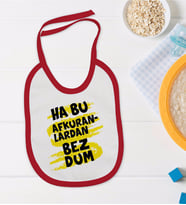 BK Kids Bezdum Tasarımlı Kırmızı Bebek Mama Önlüğü-4