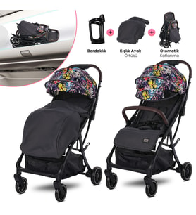 Lorelli Minori Otomatik Katlanır Kabin Boy Bebek Arabası - Magic Flowers (Standart)