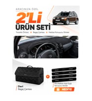 DACİA DUSTER 1.NESİL MAKYAJSIZ (2009-2013) Uyumlu Torpido Örtüsü + Deri Bagaj Çantası Seti - Siyah