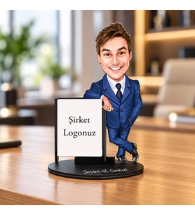 Kişiye Özel Şirket Logolu Karikatür Biblo Hediyelik