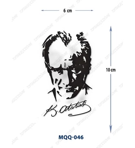 MQQ-046 ATATÜRK PORTRE VE İMZA DESEN GEÇİCİ DÖVME-TATTO
