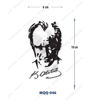 MQQ-046 ATATÜRK PORTRE VE İMZA DESEN GEÇİCİ DÖVME-TATTO