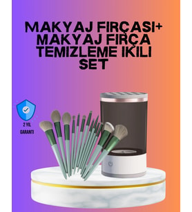 Usb Şarjlı Makyaj Fırçası Temizleyici + Profesyonel Fırça Seti