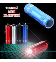 Süper Parlak 9 Ledli Metal Mini El Feneri
