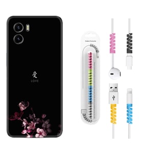 Vivo Y15S Y32 Y33S Y51 Y53S Kılıf Kablo Koruma Spiral Silikon Love 1629