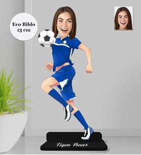 Kişiye Özel Futbolcu Kadın Ahşap Eco Biblo -1