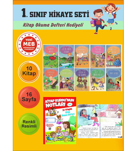 1.Sınıflar İçin Okumayı Sevdiren 10 lu Hikaye Seti 5 (Kitap Okuma Defteri Hediyeli)