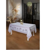 Nilüfer Lüx Jakar Kumaş Mor Masa Örtüsü Dikdörtgen 160x320 Cm 1091 (Standart)