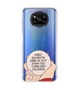 Poco X3 Pro / X3 NFC Uyumlu Yeniden Başlamaktan Korkma Tasarımlı Şeffaf Telefon Kılıfı