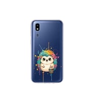 Samsung Galaxy A2 Core ile Uyumlu Splash Kirpi Tasarımlı Şeffaf Silikon Kılıf