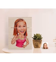 BK Gift Kişiye Özel Abla Karikatürlü Otantik Masaüstü Ahşap Palet Çerçeve-1 (Beyaz)