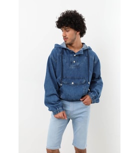 Erkek Jean Sweatshirt Koyu Mavi