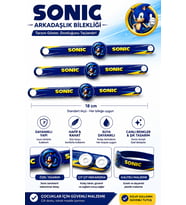 Sonic Temalı 3'lü Çıtçıtlı Kanka Bileklik Seti 18 cm Plastik Çocuk Arkadaşlık Bilekliği