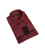 Mürdüm Dar Kesim Micro Kumaş Kol Düğmeli Slim Fit Erkek Gömlek - 201-23