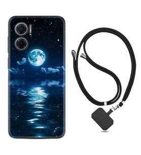 Xiaomi Redmi Note 11E Kılıf Resimli Boyun Askılı İpli Desenli Silikon Night Moon 1133