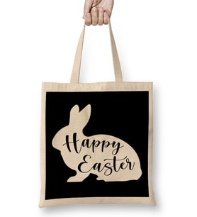 Happy Easter Egg Bunny Rabbit Bez Çanta Uzun Saplı