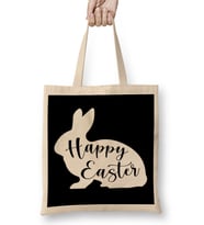 Happy Easter Egg Bunny Rabbit Bez Çanta Uzun Saplı