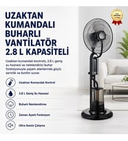 Uzaktan Kumandalı 2.8 L Buharlı Vantilatör Nemlendirici Fan Ultra Sessiz Tekerlekli Zaman Ayarlı
