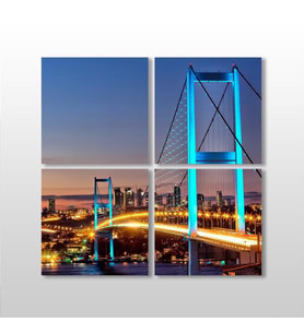 Mavi Yansıma İstanbul Köprü Kanvas Tablo 60x60cm (Karışık)