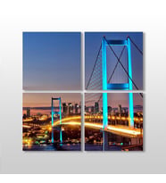Mavi Yansıma İstanbul Köprü Kanvas Tablo 60x60cm (Karışık)