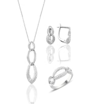 Söğütlü Silver Gümüş zincir modeli zirkon taşlı üçlü set