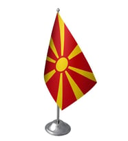 Masa Üstü Makedonya Bayrağı Krom Direk Masa Bayrak Seti