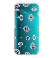 PrintiFy Xiaomi Redmi 9A ile Uyumlu Nazar Boncuğu 5 Baskılı Kamera Korumalı Şeffaf Silikon Kılıf