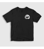 Presmono Unisex Çocuk Siyah Howl Moon Wolf Kurt T-Shirt 306982tt