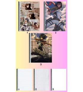 Mikasa ackermanA4 defter 3 adet çizgili + kareli + çizgisiz büyük boy 21*29 cm süper set