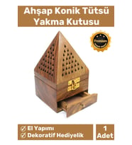 Premium Seri Taşınabilir El Yapımı Ahşap Dekoratif Konik Tütsü Yakma Kutusu