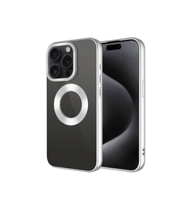 Apple iPhone 15 Pro Uyumlu Kılıf Tek Kamera Çerçeveli Logo Gösteren Zore Omega Kapak (Gümüş)