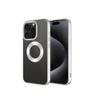 Apple iPhone 15 Pro Uyumlu Kılıf Tek Kamera Çerçeveli Logo Gösteren Zore Omega Kapak (Gümüş)
