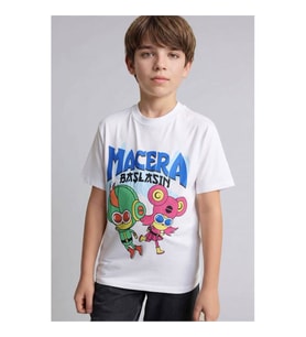 Defacto Super 1 Takım Beyaz Erkek Çocuk T-Shirt H7931A8/WT34