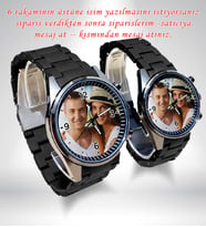 Bika Time - Kişiye Özel Resimli Erkek Kadın Kol Saati Siyah Rengi Doğum Günü Hediyesi Sevgiliye Hediye